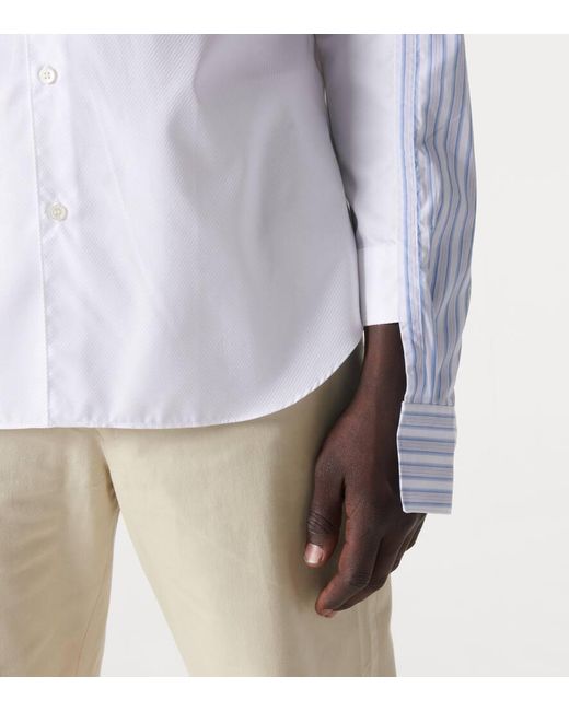 Camicia in popeline di cotone a righe di Comme des Garçons in White da Uomo