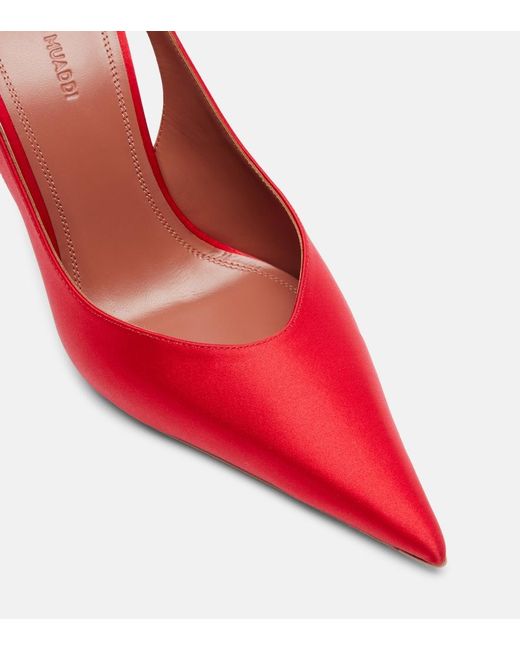 AMINA MUADDI Red Anok Satin Slingback Pumps