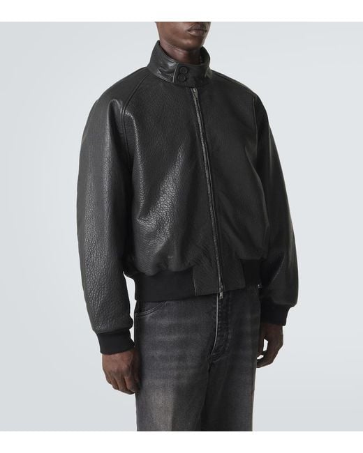 Studio Nicholson Black Over Leather Bomber Jacket for men