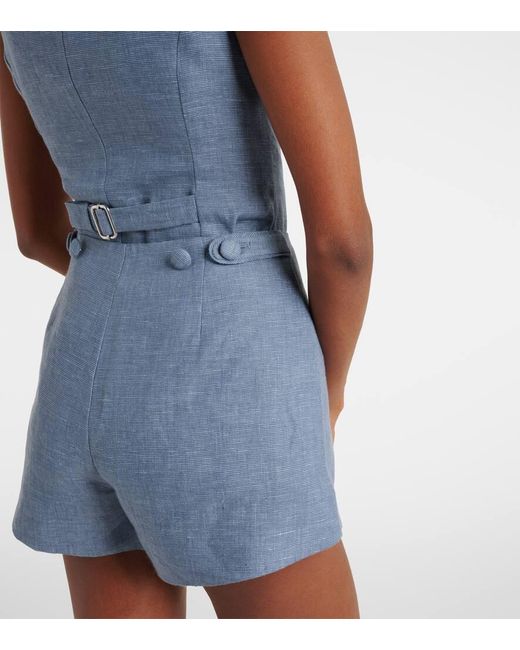 Posse Blue High-Rise Shorts Thea Aus Leinen