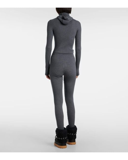 Miu Miu Gray Ribbed-Knit Wool Leggings