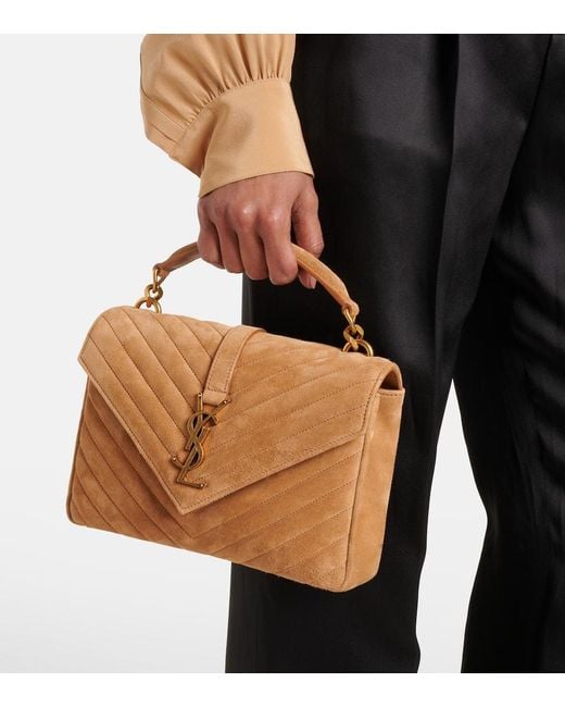 Saint Laurent Natural College Medium Leather Shoulder Bag