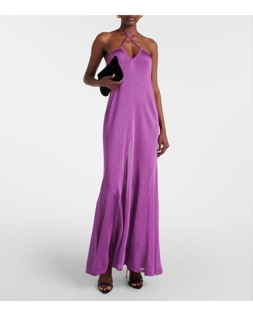 Tom Ford Purple Halterneck Jersey Maxi Dress