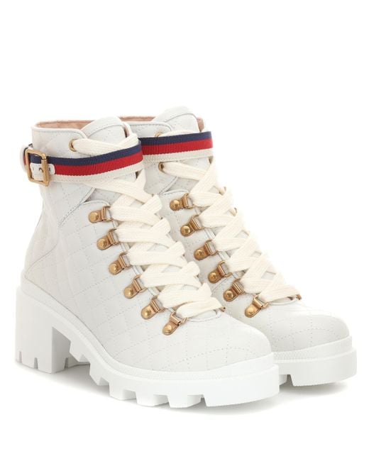 Gucci White Heeled Ankle Boots