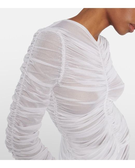 Khaite White Haven Ruched Silk-Blend Top