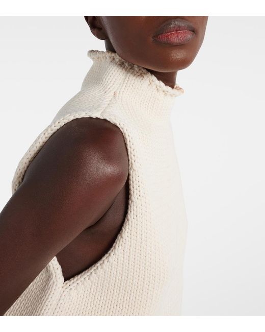 Alaïa White Cropped Cotton-Blend Top