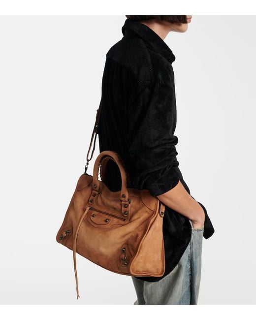 Balenciaga Brown Le City Medium Suede Tote Bag