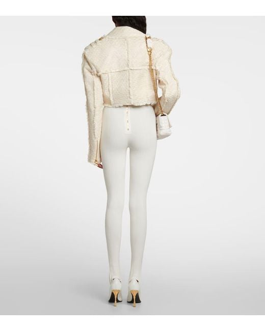 Leggings A Vita Alta Con Staffe di Balmain in Natural