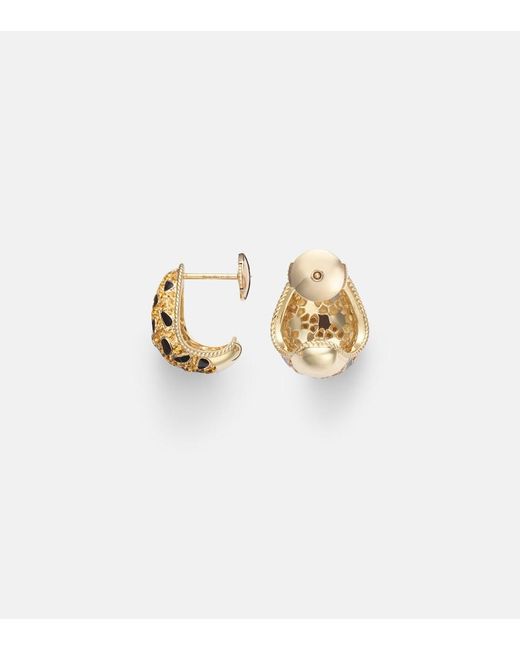 Yvonne Léon White Lynx 9Kt Earrings With Citrines, Enamel, And Diamonds