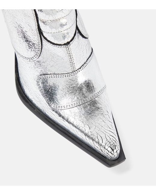 Vetements White Ankle Boots aus Metallic-Leder