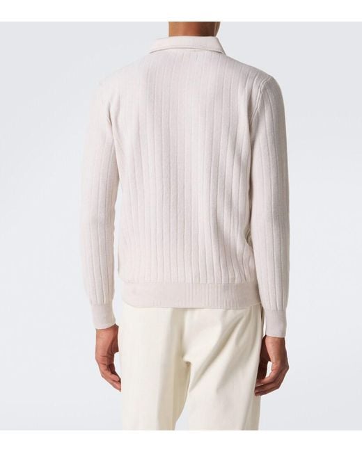 Lardini White Cashmere Polo Sweater for men
