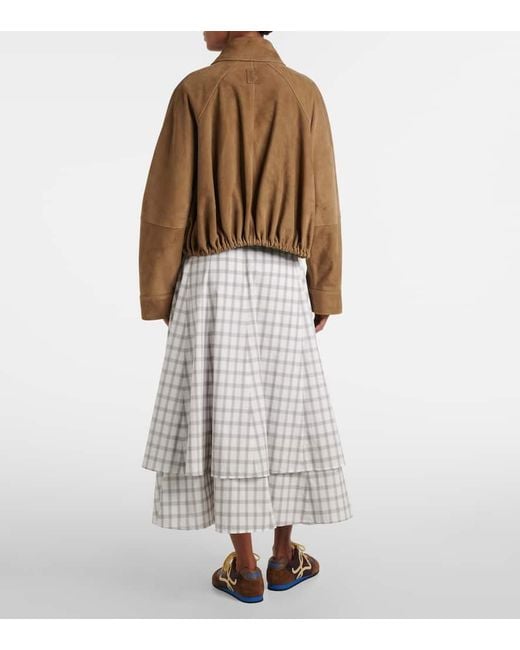 Loewe Brown Bomberjacke Aus Veloursleder