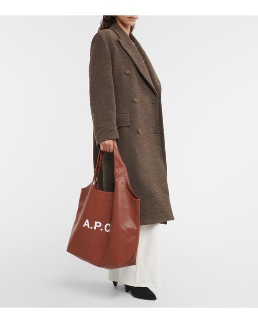 A.P.C. Ninon Faux Leather Tote Bag in Brown | Lyst