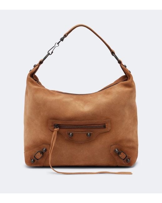 Balenciaga Brown Le City Small Suede Shoulder Bag