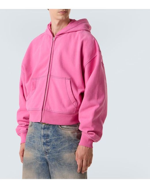 Sweat-Shirt A Capuche Brode En Coton Acne pour homme en coloris Pink