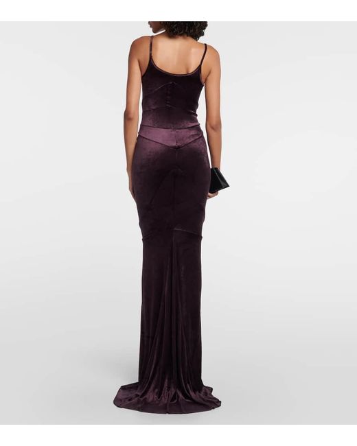 Rick Owens Purple Ruched Velvet Gown