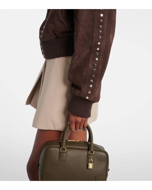 Loewe Brown Studded Suede Bomber Jacket