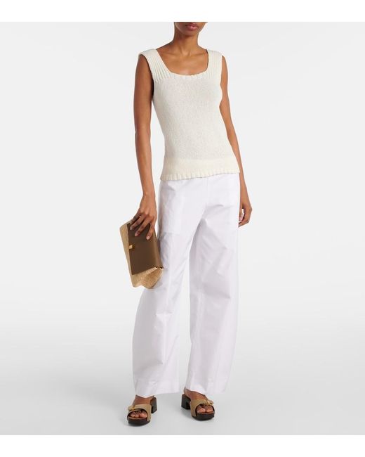Khaite White Wil Knitted Cotton Top