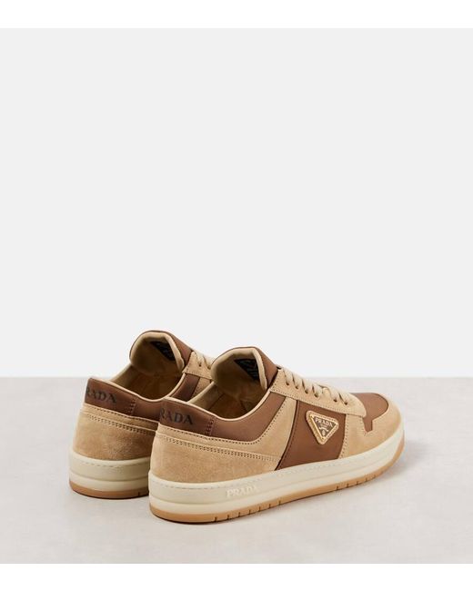 Prada Natural Downtown Re-Nylon And Suede Sneakers