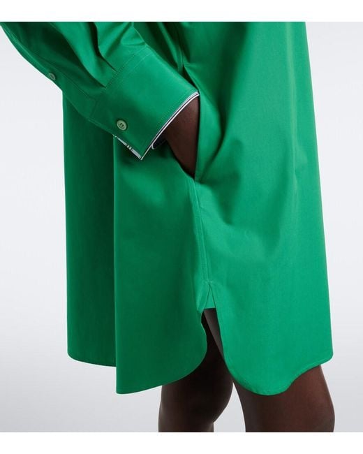 Loewe Green Double L Cotton Poplin Shirt Dress