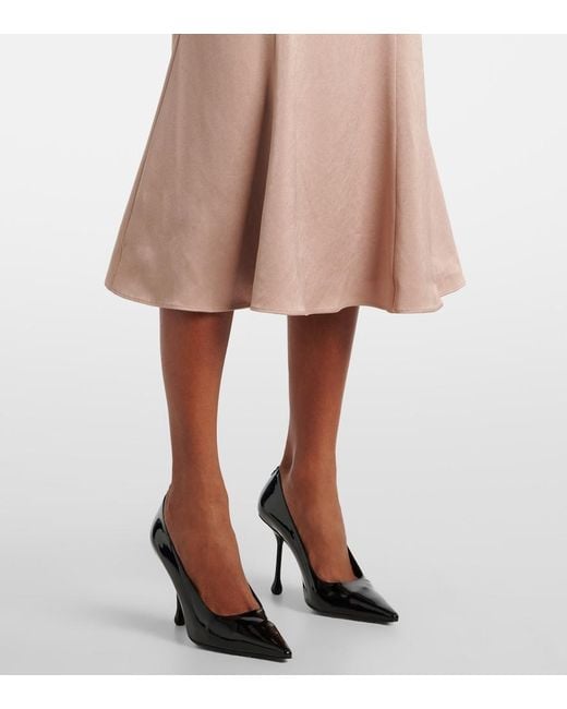 Roland Mouret Pink Belted Satin Crepe Midi Dress