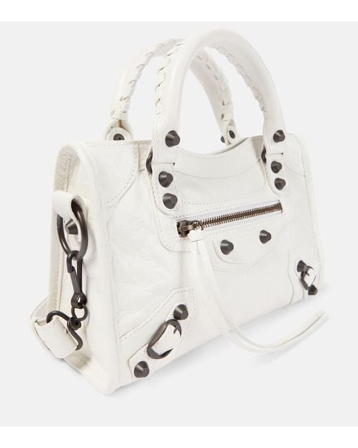 Balenciaga White Le City Mini Leather Shoulder Bag