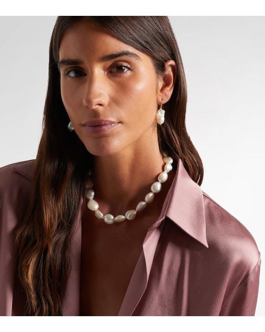 Mateo Metallic 14Kt Necklace With Pearls