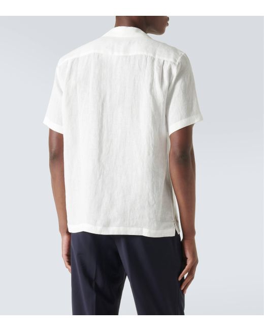 Orlebar Brown White Maitan Linen Bowling Shirt for men