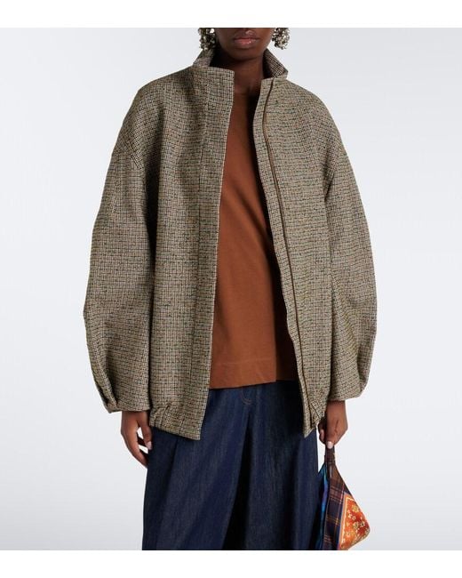 Dries Van Noten Brown Checked Bomber Jacket