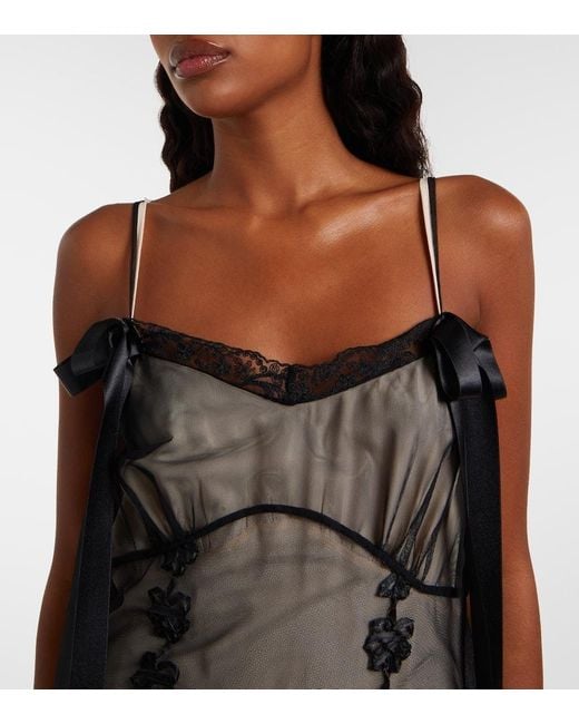Vestido Midi Transparente Con Encaje Simone Rocha de color Black