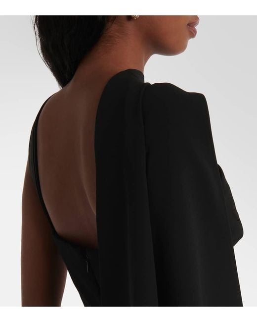 Roland Mouret Black Asymmetric Caped Cady Gown