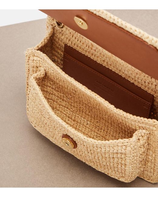 Saint Laurent Natural Niki Mini Raffia Crossbody Bag