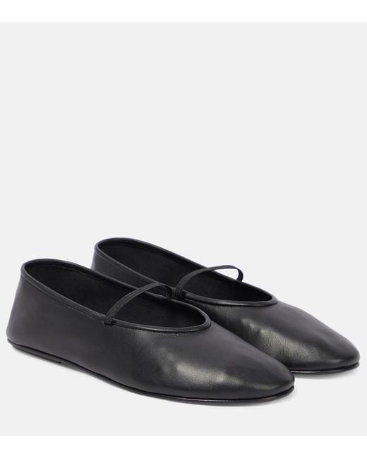 The Row Black Elastic Mary-Jane-Ballerinas Aus Leder