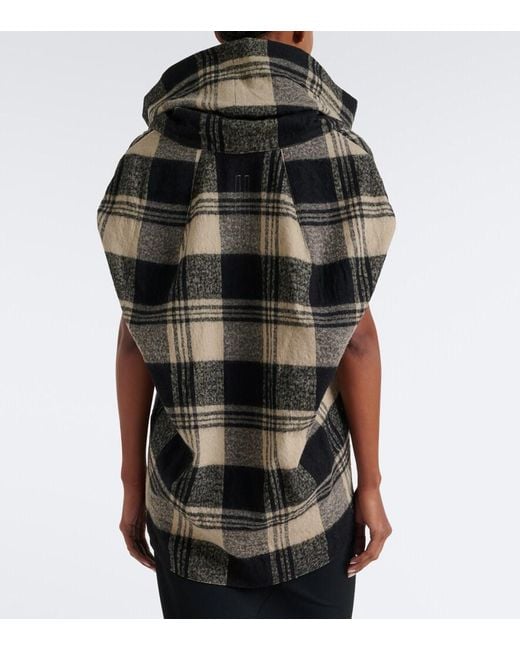 Rick Owens Black Floating Checked Cotton And Wool Top