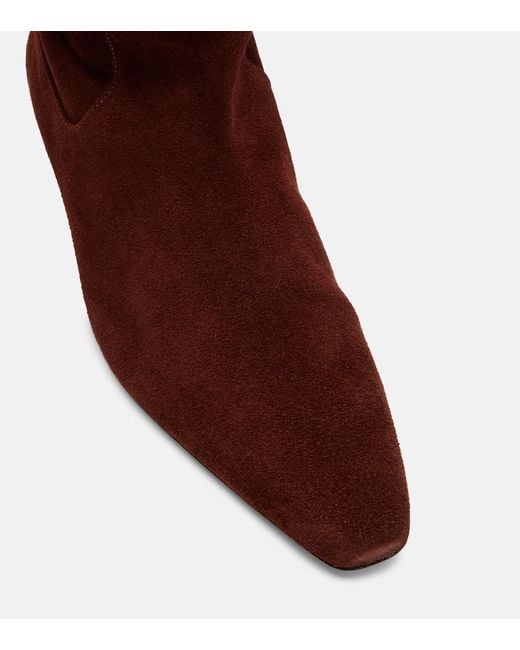 Staud Brown Stiefel Wally Aus Veloursleder