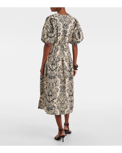 Ulla Johnson White Harriet Printed Cotton Poplin Midi Dress