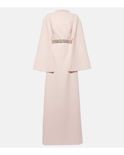 Safiyaa Pink Harper Embellished Caped Gown
