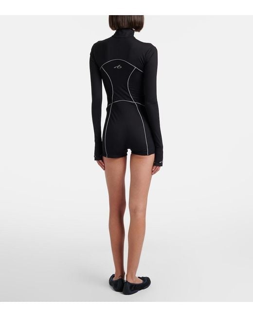 Balenciaga Black Logo Zip-Up Bodysuit
