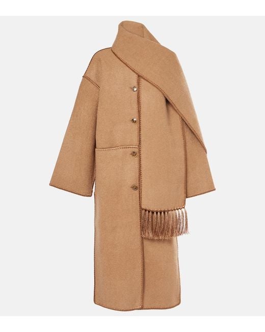 Totême Natural Wool Coat With Scarf