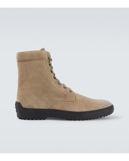 Tod's Brown Suede Combat Boots for men
