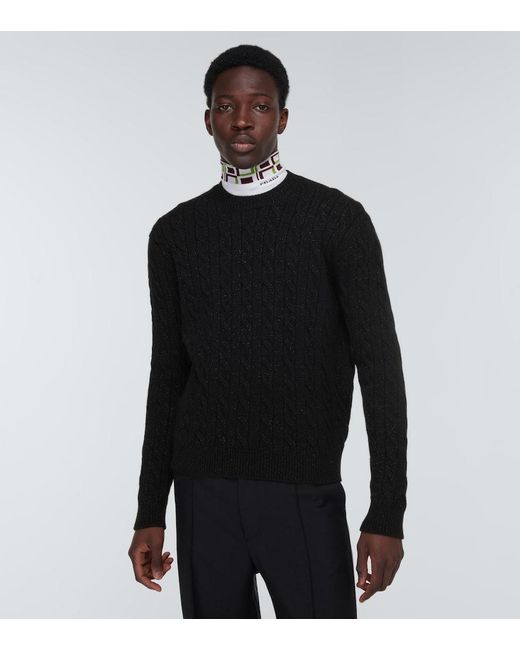 Prada Black Knit Wool-Blend Sweater for men