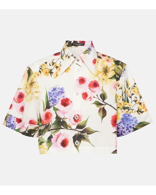 Camisa cropped de popelin de algodon Dolce & Gabbana de color Metallic