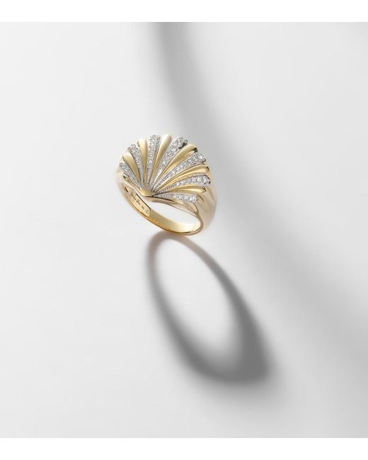 Yvonne Léon White Chevaliere Coquillage 18Kt Ring With Diamonds