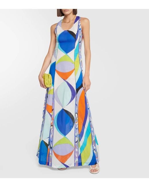 Emilio Pucci Blue Pesci-print Cotton Dress