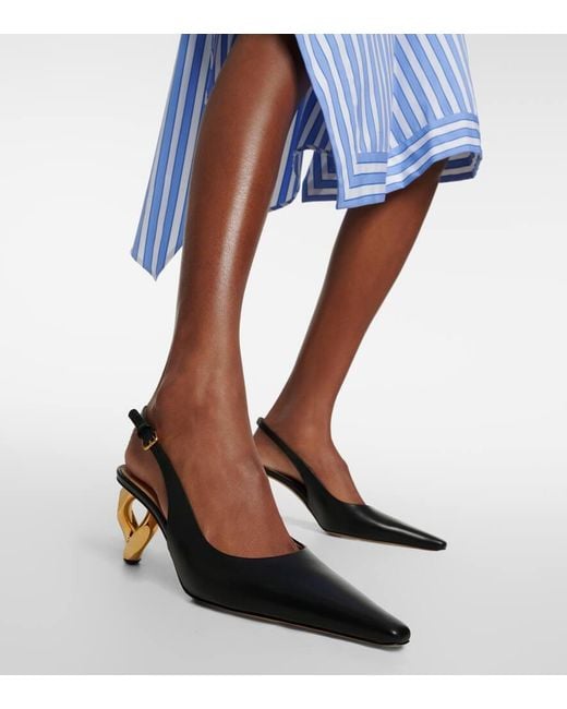 J.W. Anderson Blue Chain Heel Leather Slingback Pumps
