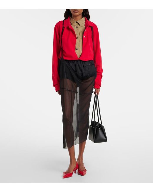Prada Red Bow-Detail Leather Pumps