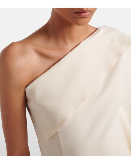 FFORME Natural Lavinia Draped One-Shoulder Top