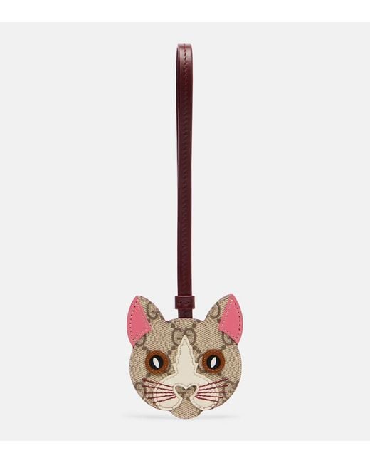 Gucci Pink Taschenanhaenger Gg Aus Canvas Mit Leder