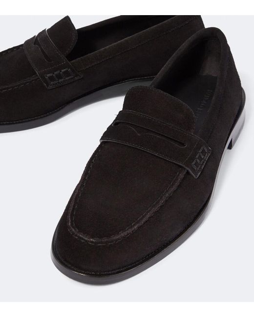 Manolo Blahnik Black Perry Suede Penny Loafers for men