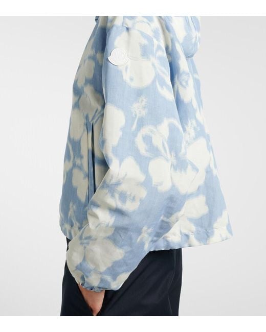 Moncler Blue Noisetier Floral Hooded Jacket